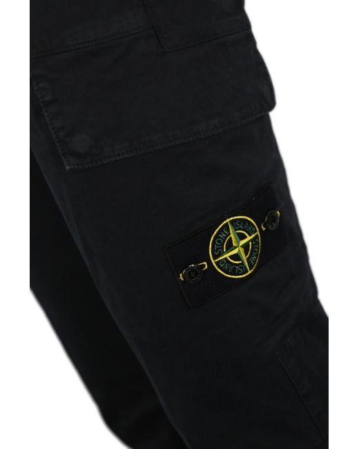 Stone Island Black Cargo Trousers 30604 Old Treatment for men