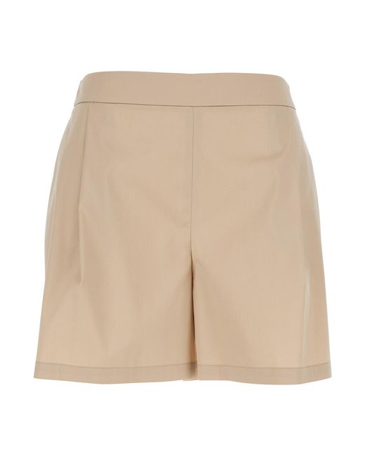 Le Plain Natural Shorts With Semi-Elasticated Waist And Side Closure