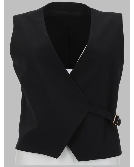 PT Torino Black Gilet Angela Wool Virgin Waistcoats & Gilets
