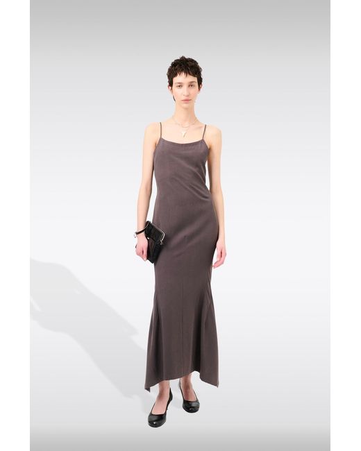 Our Legacy Brown Naiad Dress Chocoalte Lyocell Long Dress With Flared Bottom