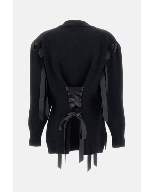 Simone Rocha Black Sculpted Ribbon Corset Detail Cardigan