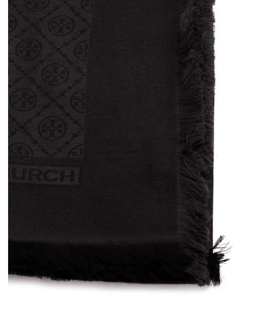 Tory Burch Black Monogram Scarf
