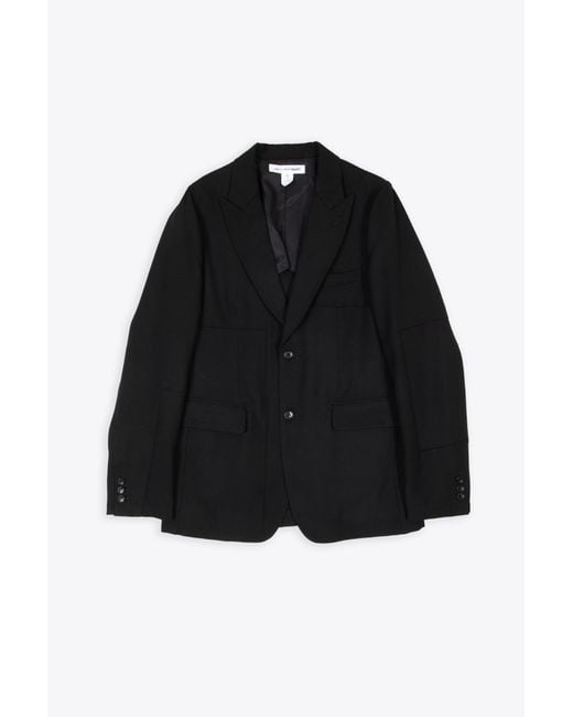 Comme des Garçons Black Jacket Woven Wool Patchwork Blazer With Peak Lapel for men