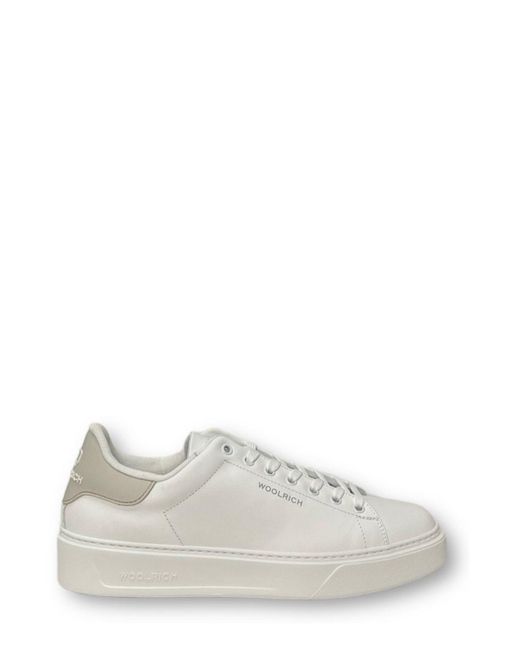 Woolrich White Round Toe Lace-Up Sneakers for men