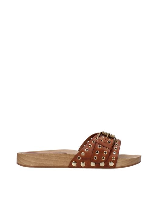 Isabel Marant Brown Studded Leather Slide Sandal
