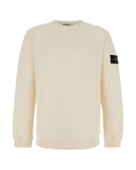 Stone Island White Zip-Up Hoodie Organic Cotton Sweatshirts for men