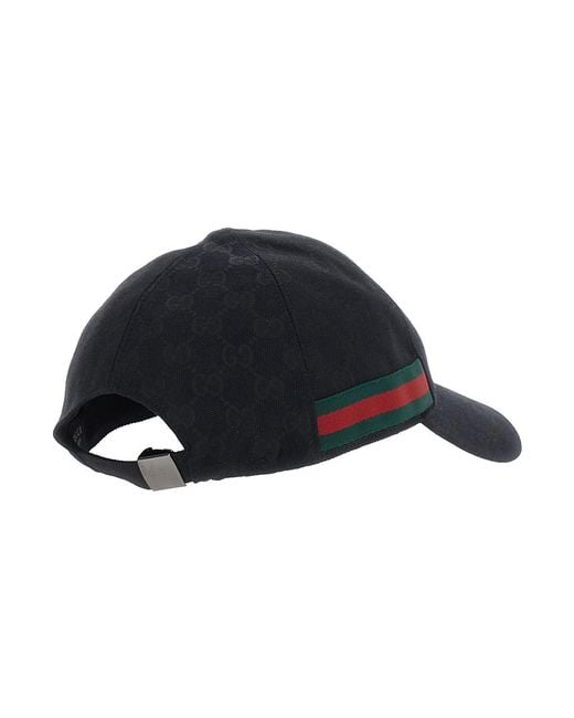Gucci Blue Baseball Cap With Web Detail Gg Canvas Hat for men