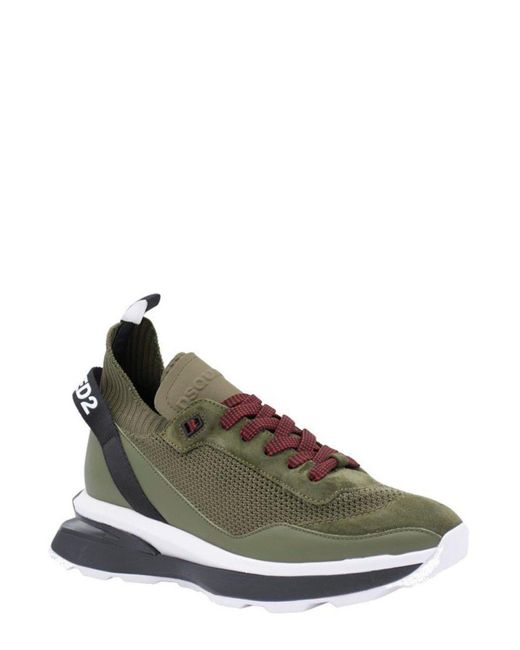 DSquared² Green Slash Lace-Up Sneakers for men