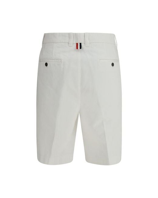 Thom Browne Gray White Polyester Bermuda Shorts for men