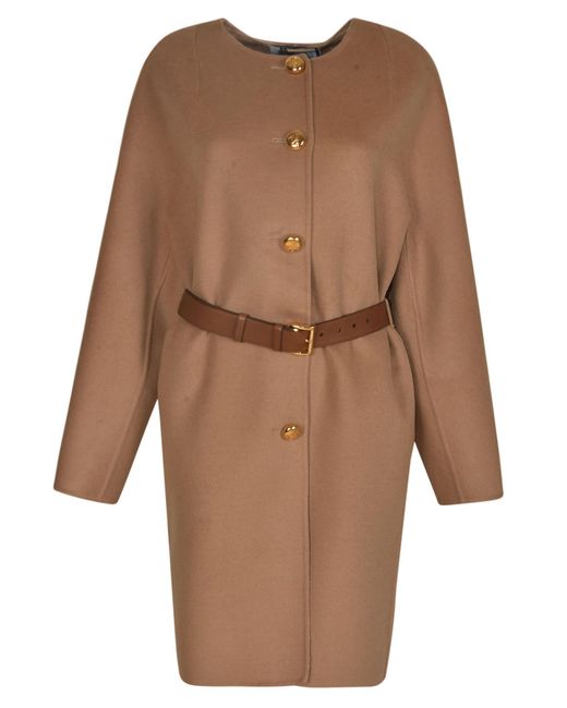 Prada Brown Belted Buttoned Dress