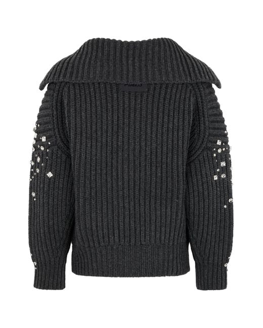 Pinko Black Gavi Wool-Blend Cardigan Cardigans