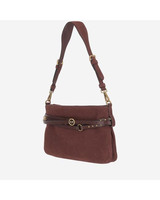 Pinko Purple Shoulder Bag Mini Belt Suede