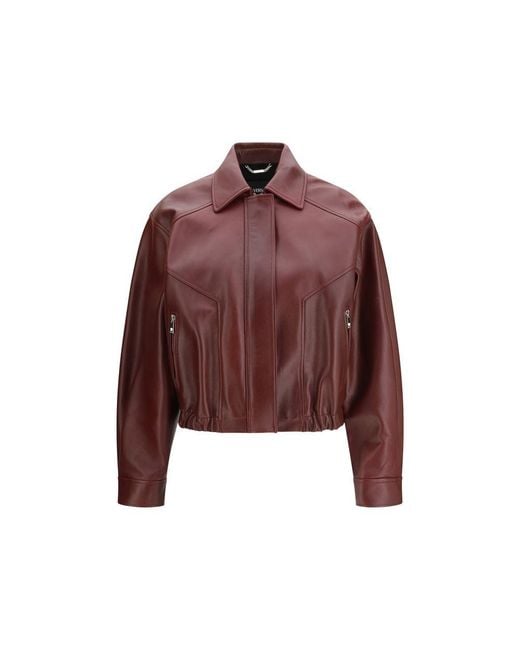 Versace Red Bordeaux Calf Leather Bos Taurus Leather Jacket