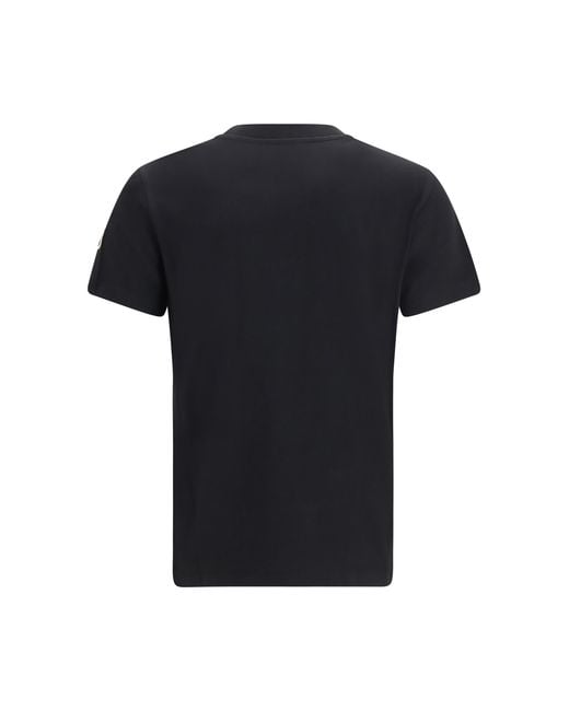 Moncler Black Cotton T-Shirt With A Tone On Embroidered Logo T-Shirts