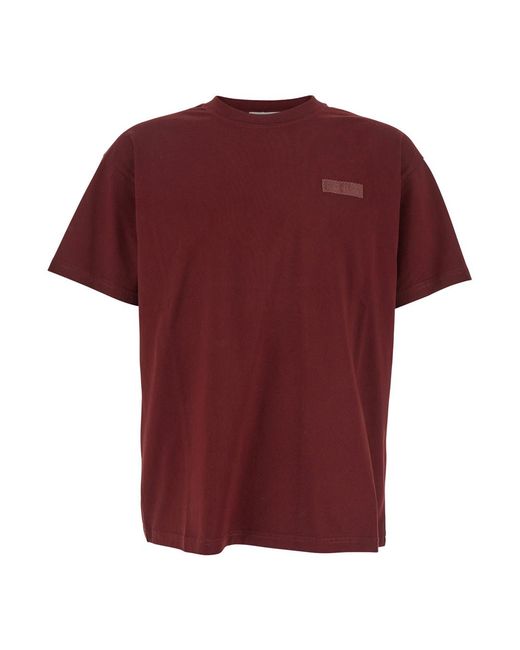 Givenchy Red Bordeaux T-Shirt With Logo Patch On The Chest for men