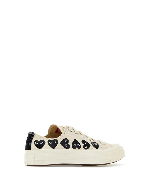 COMME DES GARÇONS PLAY White Ivory Canvas Sneakers for men