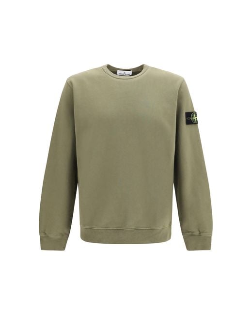 Stone Island Green Crewneck Cotton Sweatshirt for men