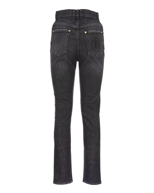 Balmain Denim High Waist Skinny Jeans in Black - Lyst