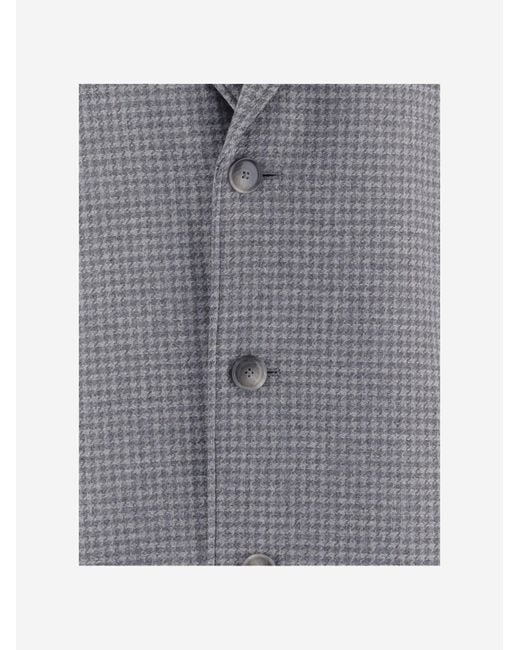 Boss Gray Wool Coat Houndstooth for men