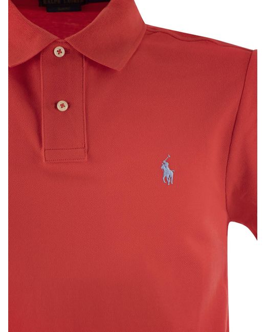 Polo Ralph Lauren Red Slim-Fit Pique Polo Shirt for men