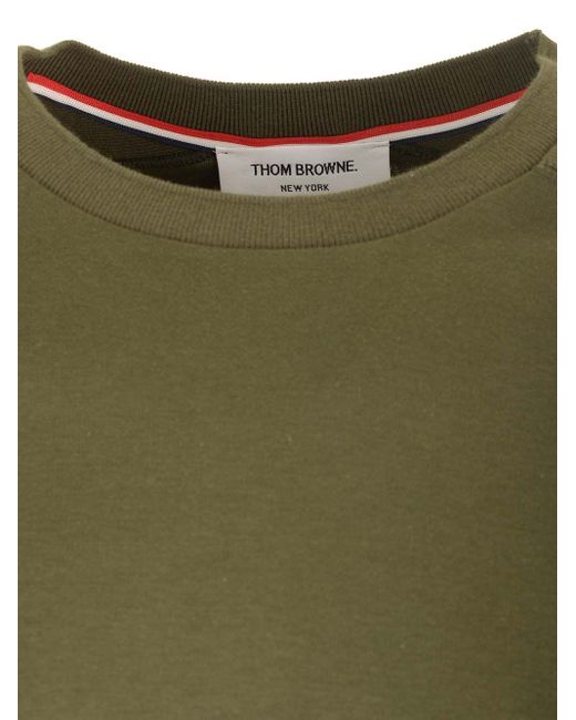 Thom Browne Green 4-Bar Stripe Crewneck T-Shirt for men