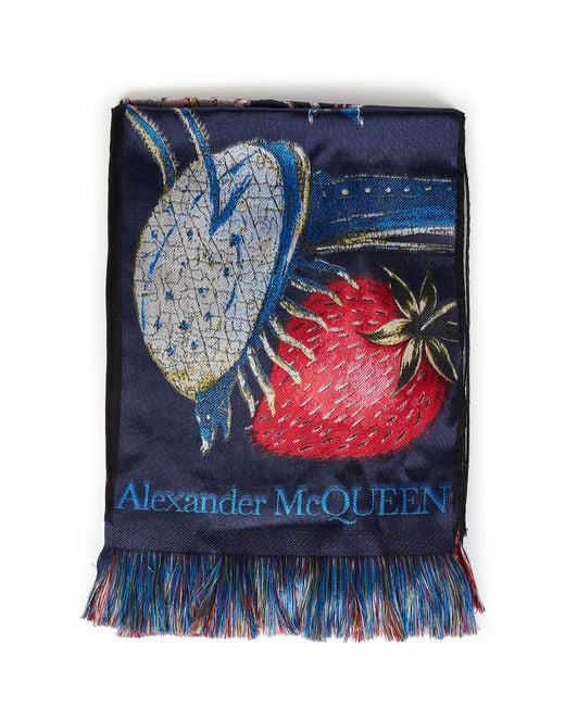 Alexander McQueen Blue Hieronymus Bosch Scarf
