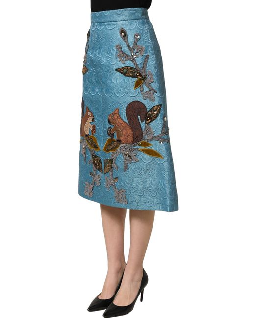 Dolce & Gabbana Blue Jacquard Embroidered A