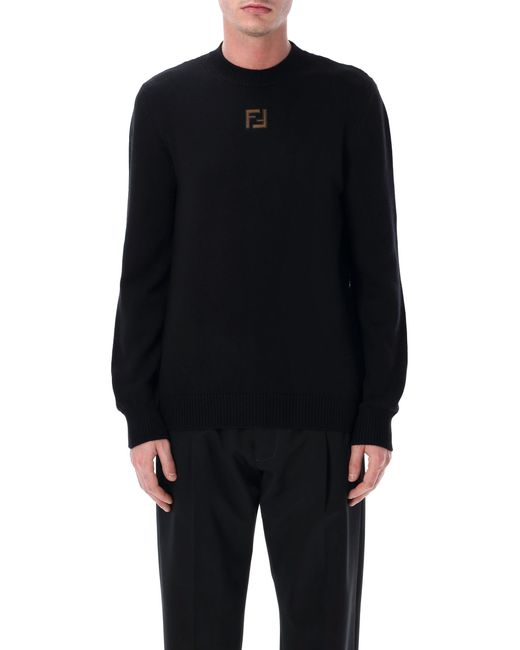 Fendi Black Wool Knit Ff Pullover Virgin Sweater for men