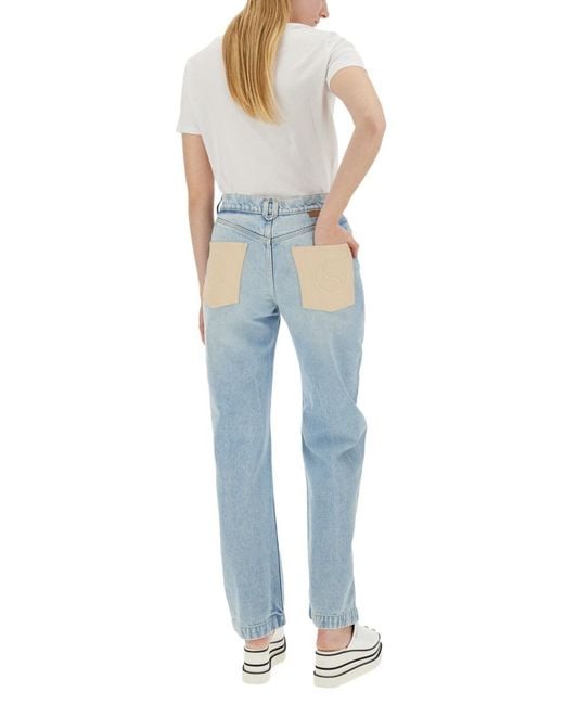 Stella McCartney Blue Straight Leg Jeans Polyester