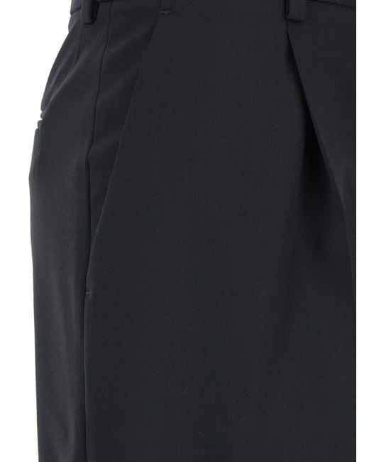 PT Torino Blue High-Waisted Wool Trousers, Blend