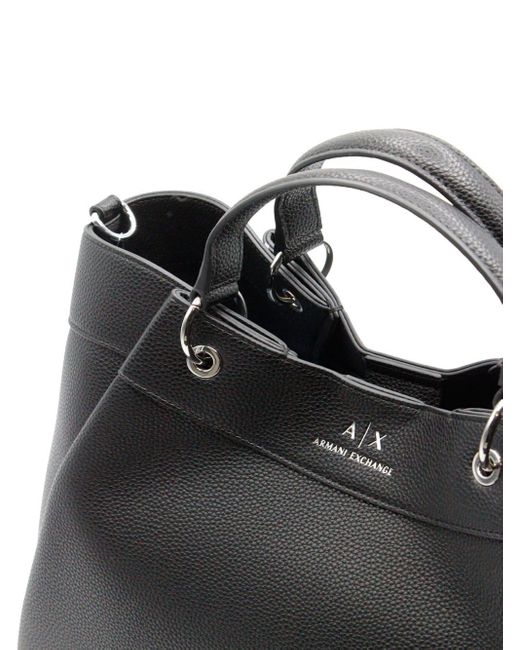 Armani Black Handbag And Shoulder Bag Made Of Soft Faux Leather With Closure Button And Front Logo. Internal Pockets.