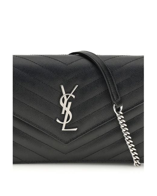 Saint Laurent Gray Cassandre Mini Shoulder Bag Calf Leather Bos Taurus Wallets & Purses