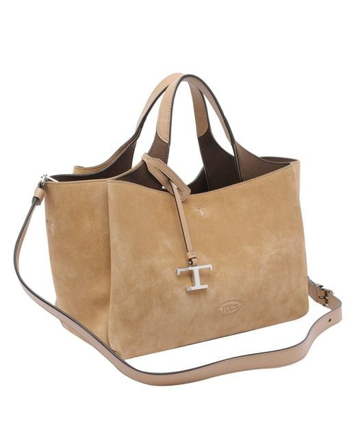 Tod's Brown Mini Handbag With T Timeless Charm