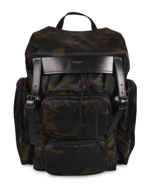 Saint Laurent Black Camouflage Multi Pocket City Backpack for men