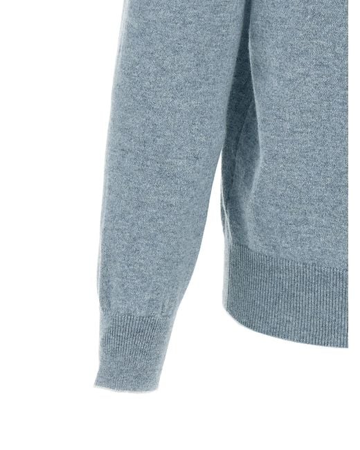 Brunello Cucinelli Blue Half-Zip Sweater for men