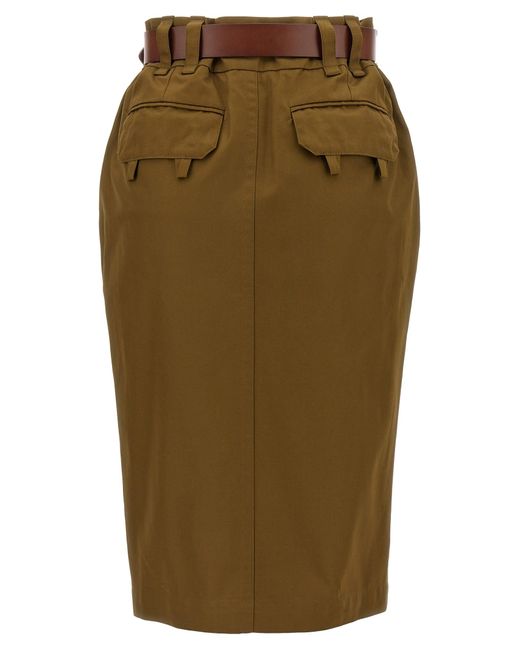 Saint Laurent Green Saharienne Skirt