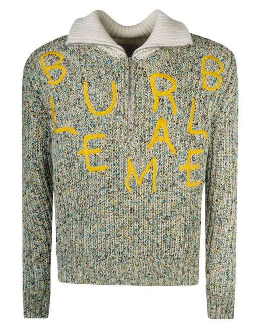 Bluemarble Green Logo Ribbed Sweater for men