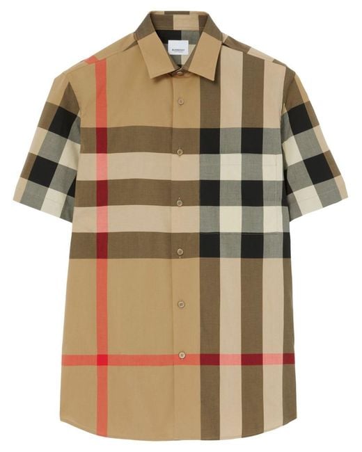 Burberry Green Check Cotton Shirt for men