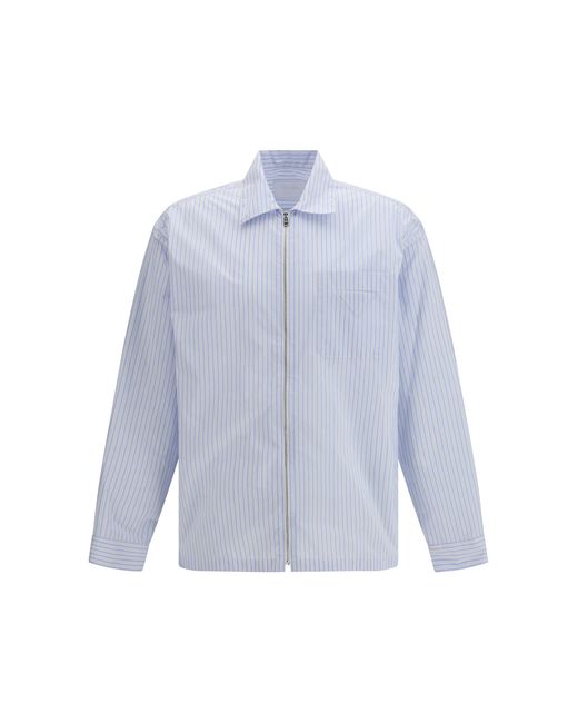 Prada Blue Striped Re-Nylon Shirt Polyamide for men