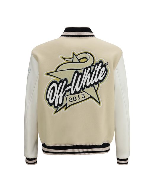 Off-White c/o Virgil Abloh Gray Jacket Varsity Star Logo Wool for men