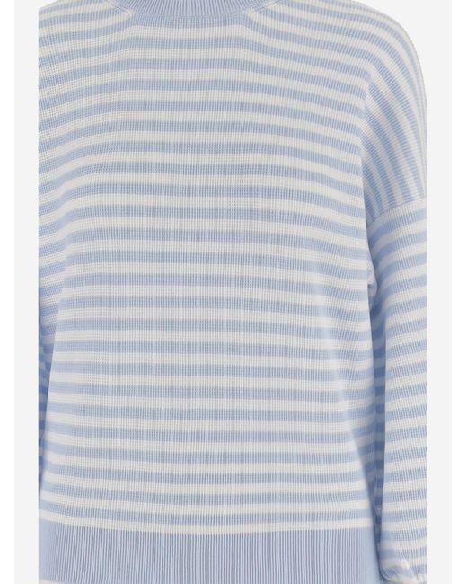 Bruno Manetti Gray Knit Striped Cotton Knitwear