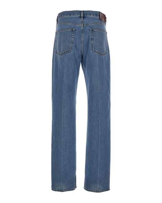 Gucci Blue 90S Light Straight Jeans With Logo Patch