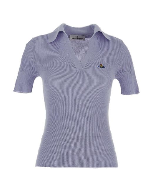 Vivienne Westwood Blue Marina Knitted Polo Shirt