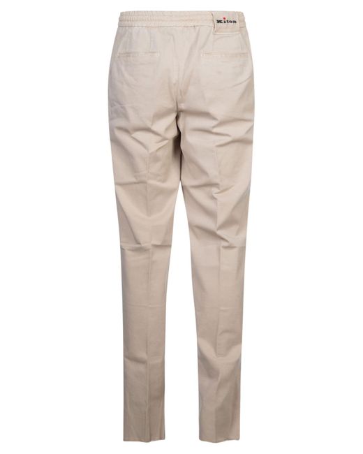 Kiton Natural Buttoned Fitted Trousers for men