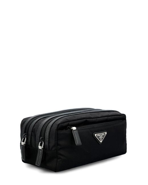 Prada Black Triangle Logo Plaque Make-Up Bag