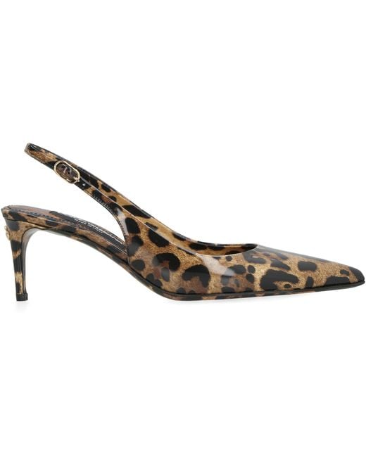 Dolce & Gabbana Natural Leopard Calfskin Slingback Pumps