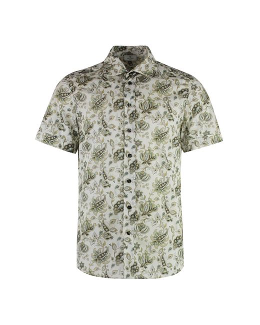 Etro Green Printed Cotton Shirt for men