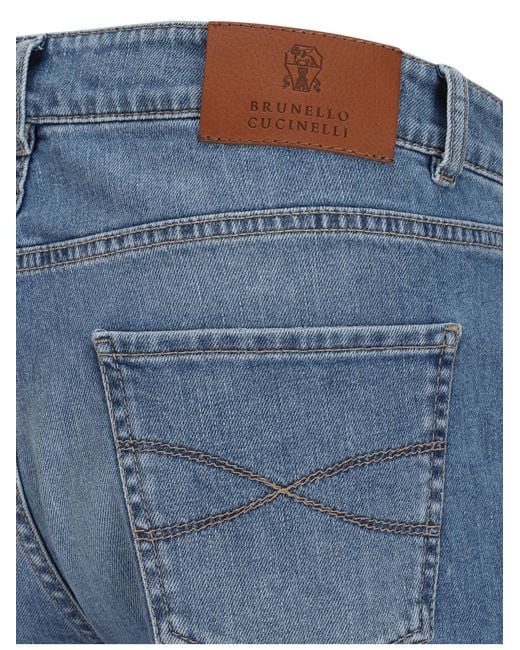 Brunello Cucinelli Blue Straight Jeans Cotton; Elastane for men