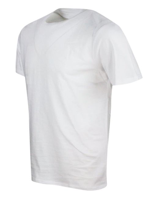 Armani White Short-Sleeved Crew-Neck T-Shirt With Three-Dimensional Logo On The Chest for men