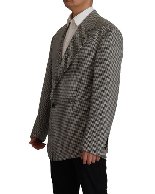 Dolce & Gabbana Black Checkered Single Breasted Jacket Blazer Virgin Wool Clothing for men